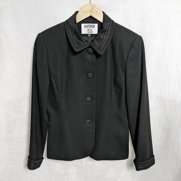 Kasper ASL Black Vintage Wool Blazer - Picture 4 of 15